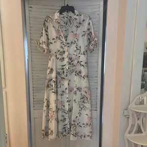 Floral Print Midi Dress Calvin Klein